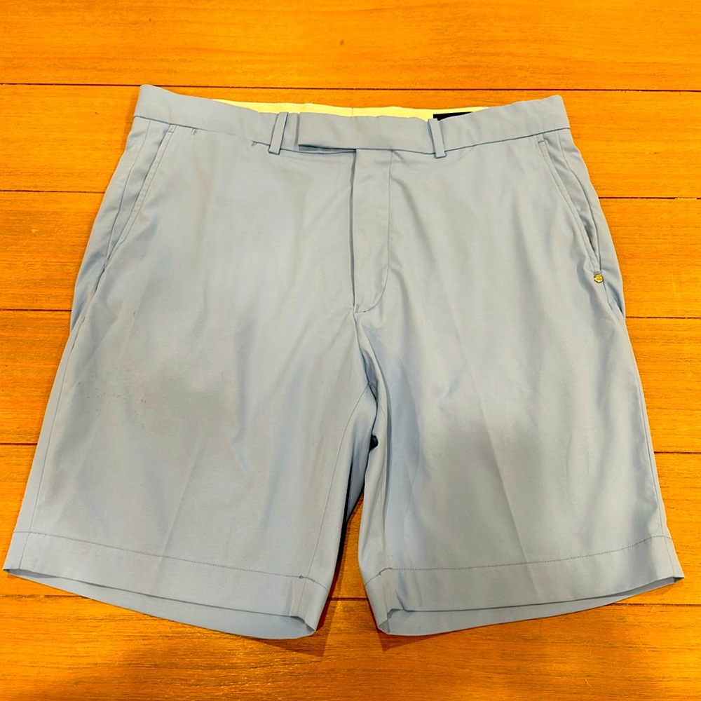 RLX Golf 9-Inch Tailored Fit Stretch Short in Light Blue, size 34